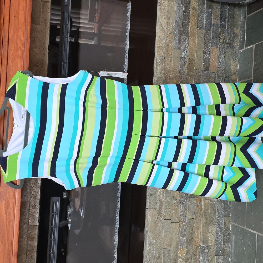 Sandra Darren Multicolor Striped Dress. Size 8. NWT